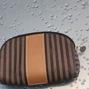 Fendi Black and Tan Striped Pouch